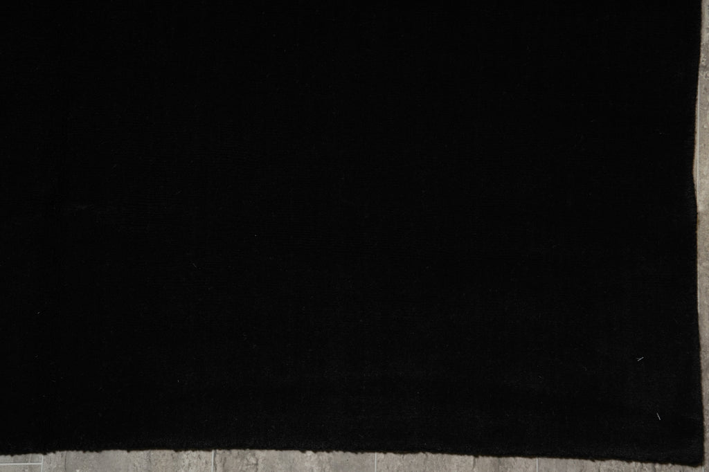 8 x 10 PLAIN SOLID BLACK Handmade Wool rug CONTEMPORARY #F-3315