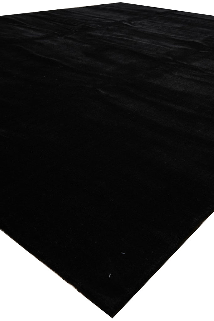 8 x 10 PLAIN SOLID BLACK Handmade Wool rug CONTEMPORARY #F-3315