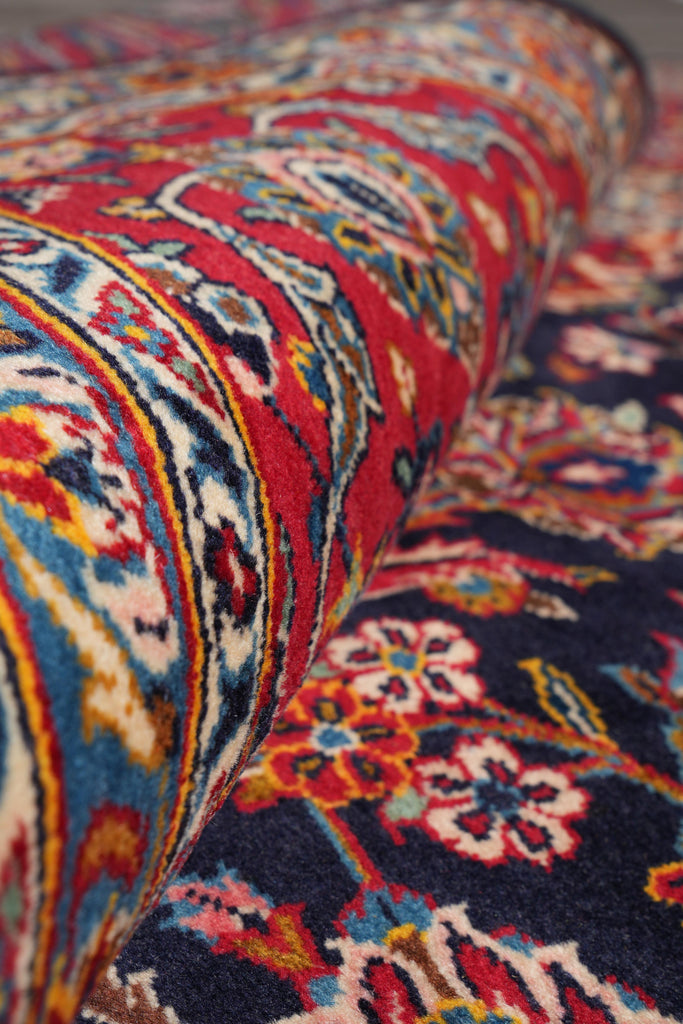 9 x 12 Signed persian Kashan rug Navy Blue #F-4130