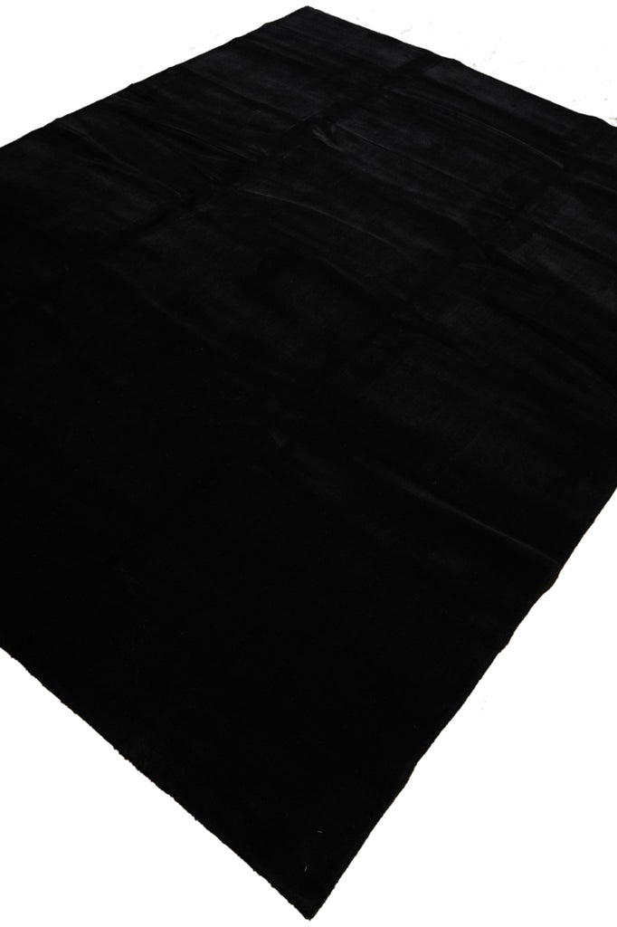 8 x 10 PLAIN SOLID BLACK Handmade Wool rug CONTEMPORARY #F-3315