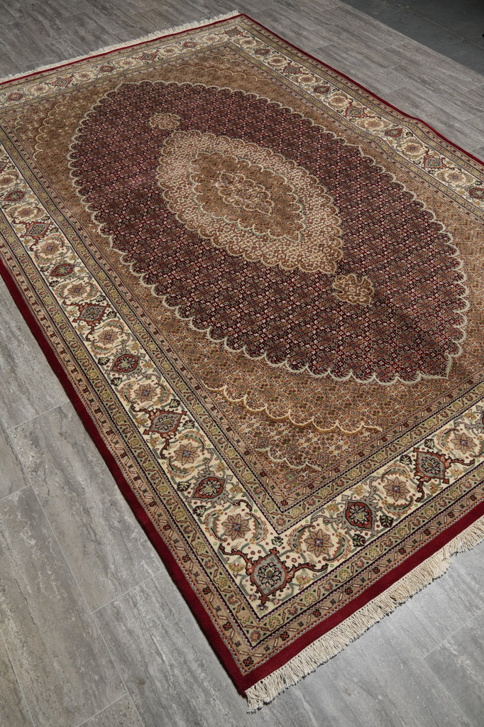 6.7 x 10 High Quality Traditional Mahi Tabriz Wool Silk Hand-Knotted Rug #F-3081