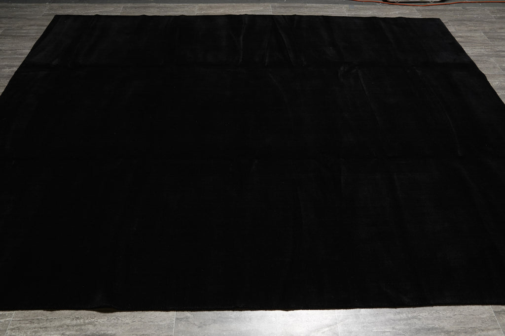 8 x 10 PLAIN SOLID BLACK Handmade Wool rug CONTEMPORARY #F-3315