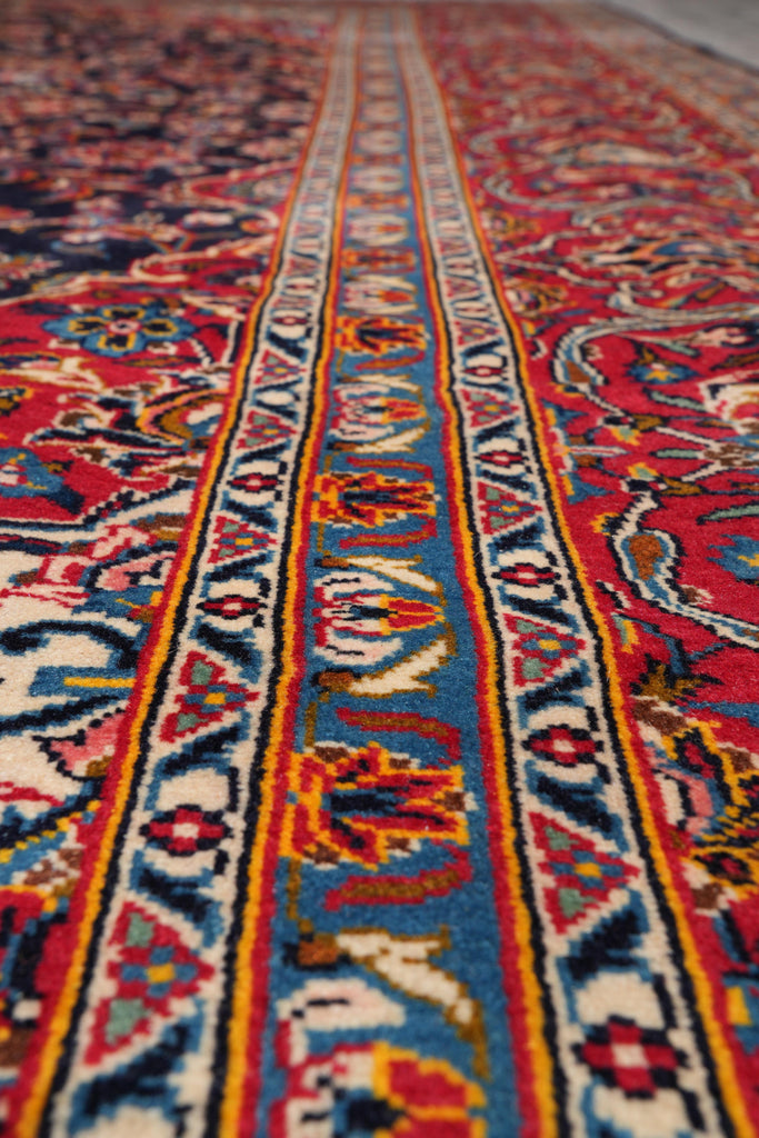 9 x 12 Signed persian Kashan rug Navy Blue #F-4130