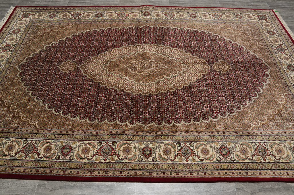 6.7 x 10 High Quality Traditional Mahi Tabriz Wool Silk Hand-Knotted Rug #F-3081