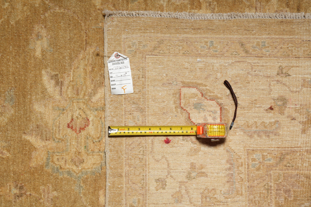 8 x 9.7 Sage Green Chobi Peshawar Handmade Rug #PIX-20572