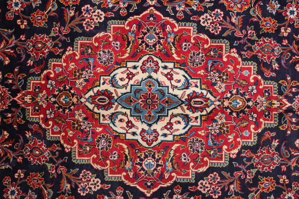 9 x 12 Signed persian Kashan rug Navy Blue #F-4130