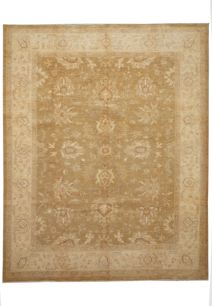 8 x 9.7 Sage Green Chobi Peshawar Handmade Rug #PIX-20572
