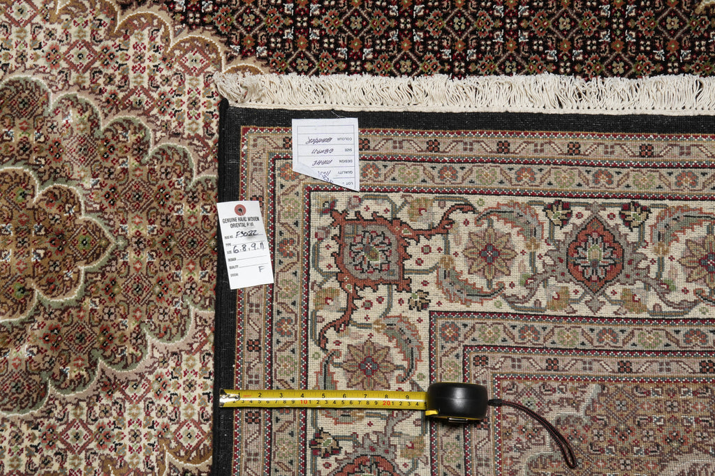 6.8 x 10 Traditional Wool Silk Quality Tabriz Mahi Rug  Hand-Knotted Rug #F-3082
