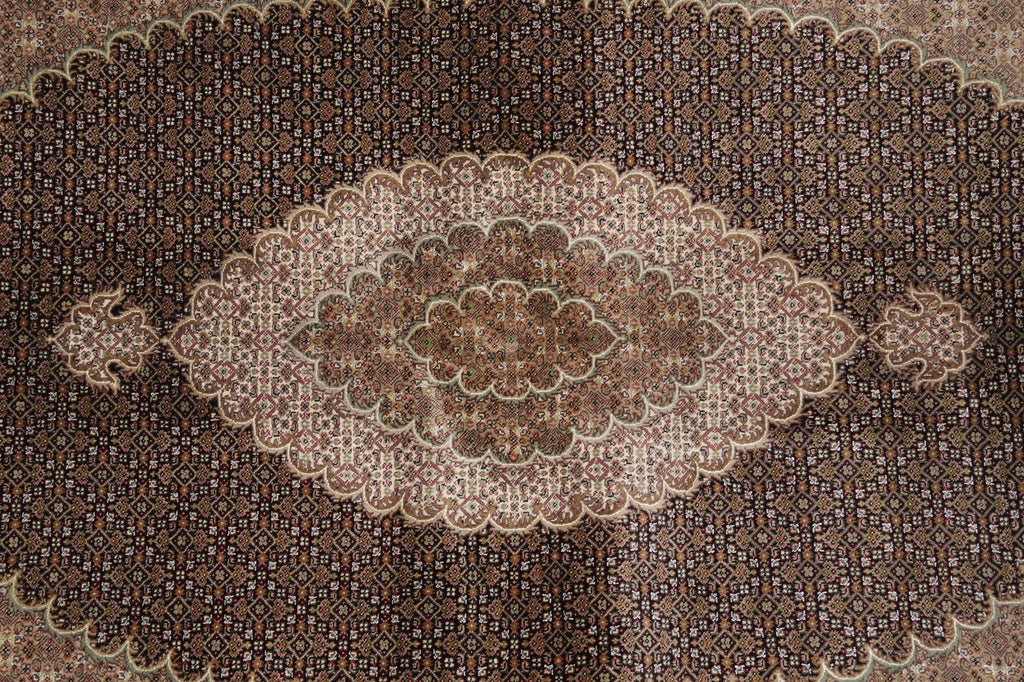 6.8 x 10 Traditional Wool Silk Quality Tabriz Mahi Rug  Hand-Knotted Rug #F-3082