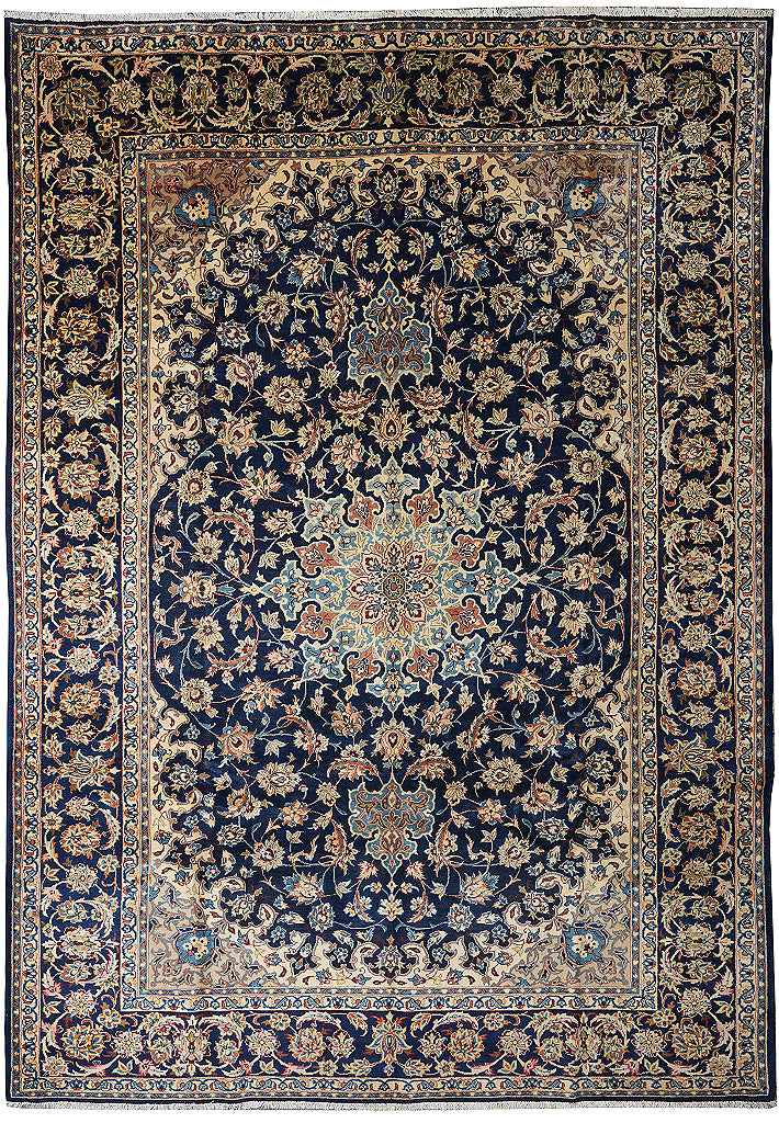 9 x 13 Persian Najafabad Esfahan Wool rug Navy Blue #F-4131