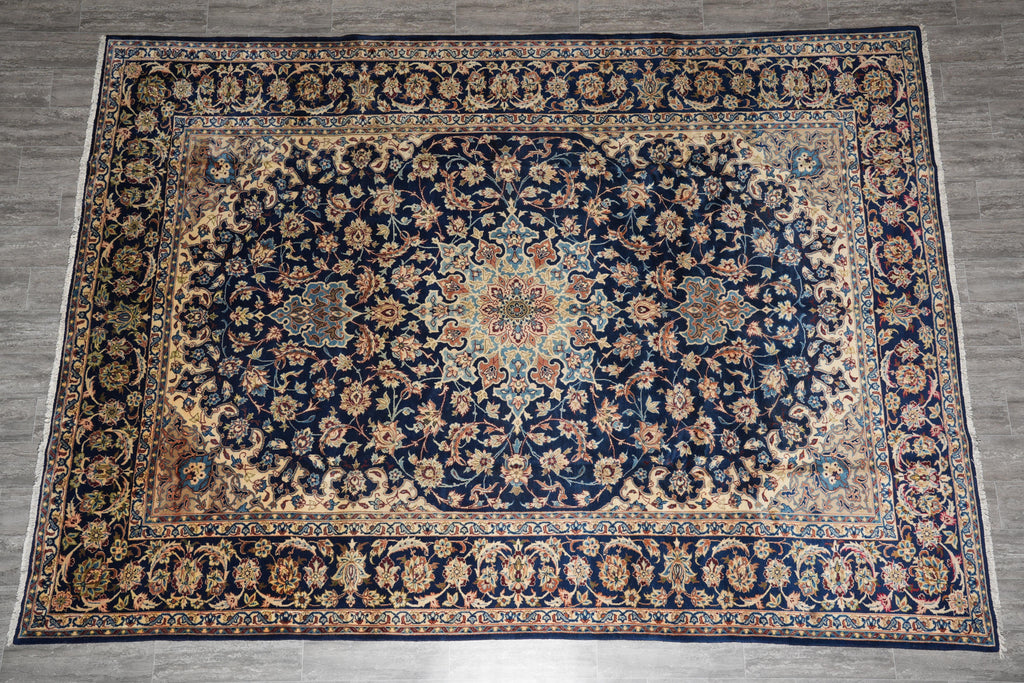9 x 13 Persian Najafabad Esfahan Wool rug Navy Blue #F-4131