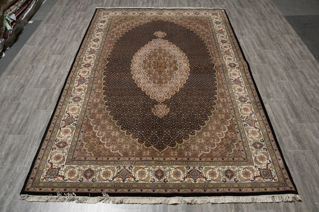 6.8 x 10 Traditional Wool Silk Quality Tabriz Mahi Rug  Hand-Knotted Rug #F-3082