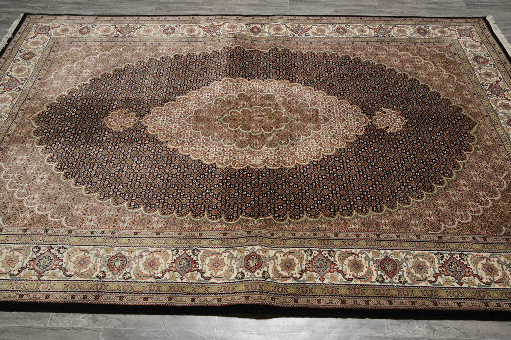 6.8 x 10 Traditional Wool Silk Quality Tabriz Mahi Rug  Hand-Knotted Rug #F-3082