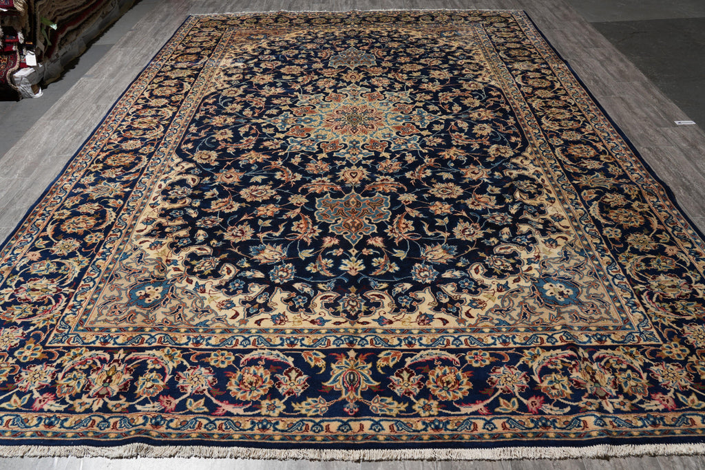 9 x 13 Persian Najafabad Esfahan Wool rug Navy Blue #F-4131