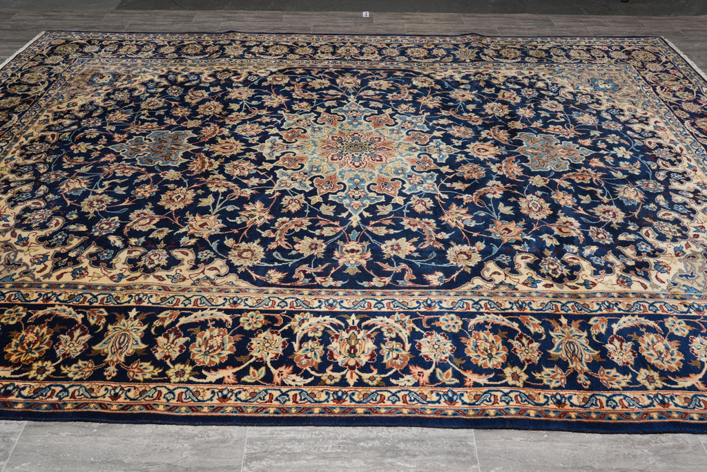 9 x 13 Persian Najafabad Esfahan Wool rug Navy Blue #F-4131