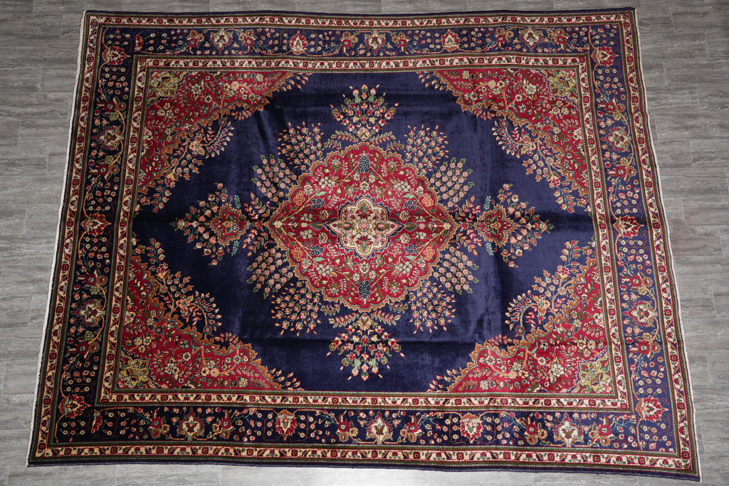 10.3 x 12.7 Persian Tabriz Rug Dark Blue #F-4132