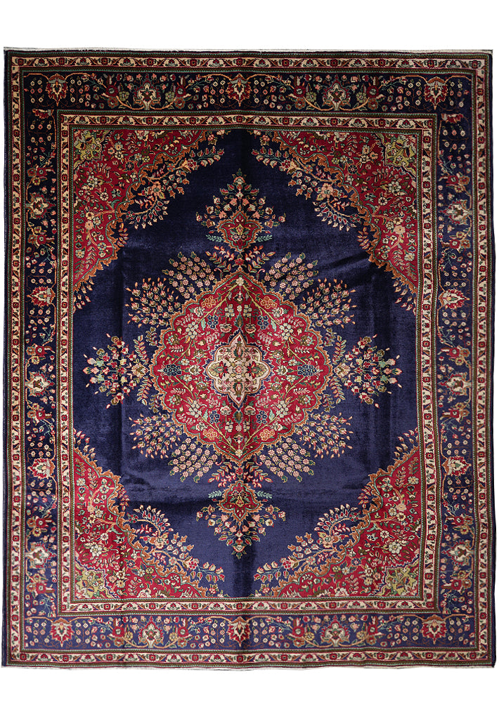 10.3 x 12.7 Persian Tabriz Rug Dark Blue #F-4132