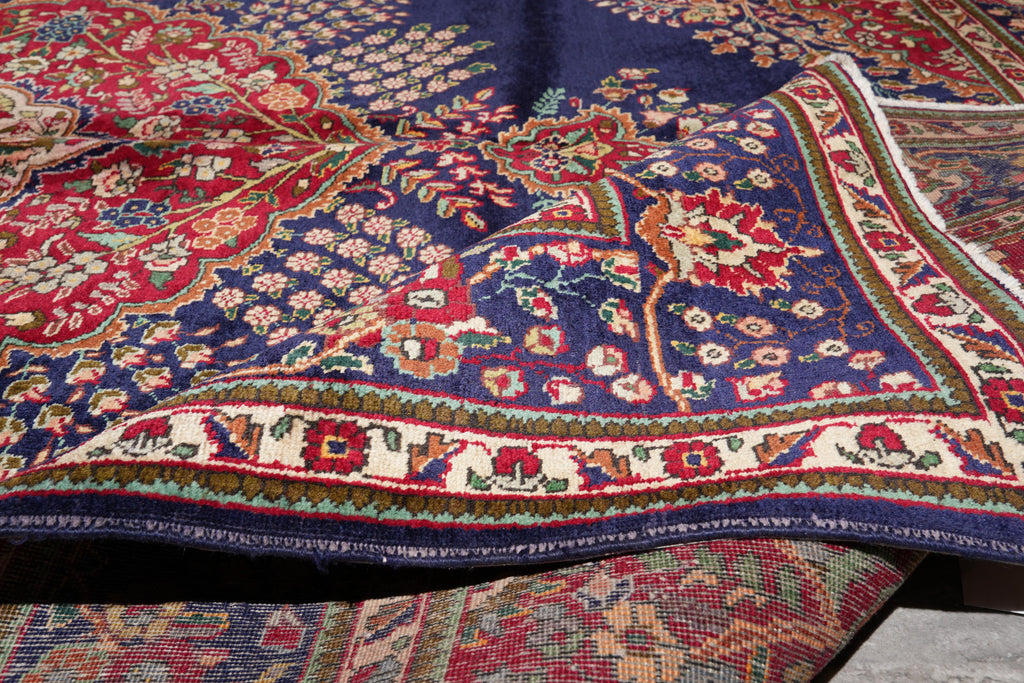 10.3 x 12.7 Persian Tabriz Rug Dark Blue #F-4132