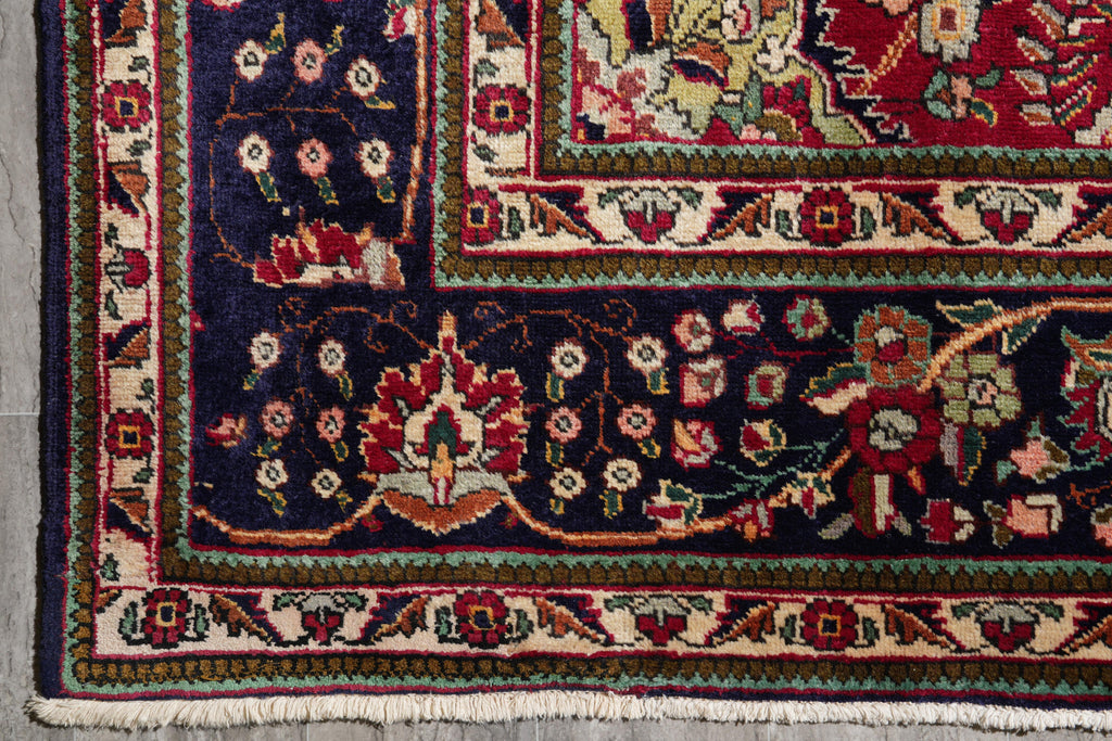 10.3 x 12.7 Persian Tabriz Rug Dark Blue #F-4132