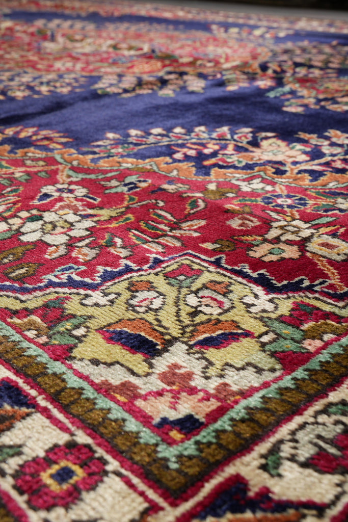 10.3 x 12.7 Persian Tabriz Rug Dark Blue #F-4132