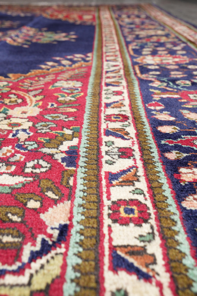 10.3 x 12.7 Persian Tabriz Rug Dark Blue #F-4132