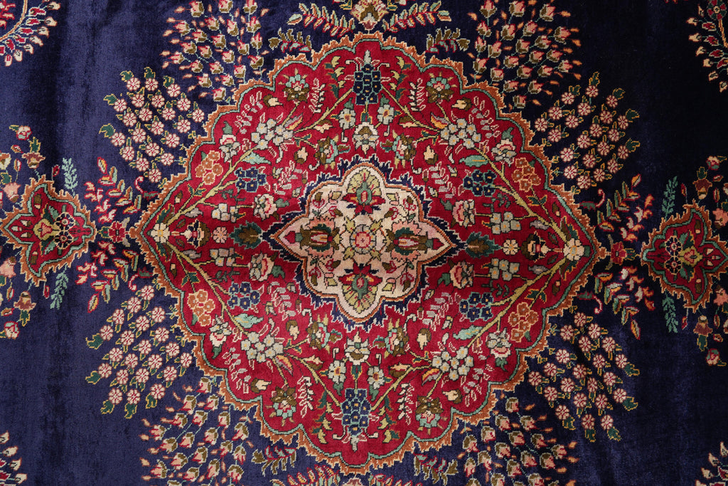 10.3 x 12.7 Persian Tabriz Rug Dark Blue #F-4132