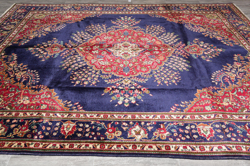 10.3 x 12.7 Persian Tabriz Rug Dark Blue #F-4132