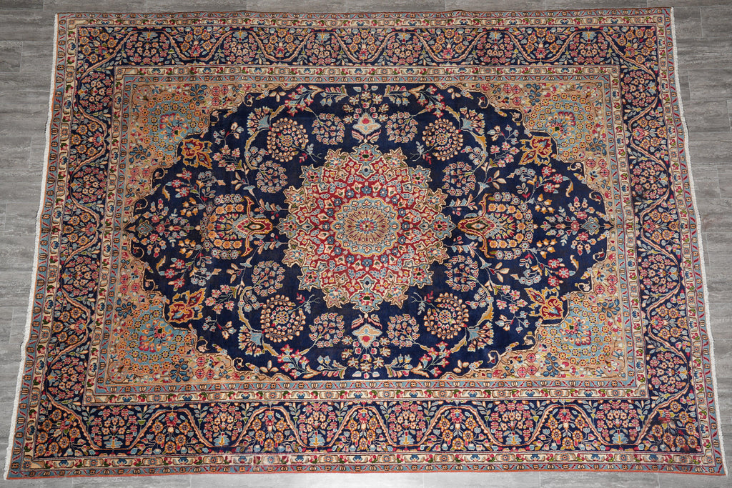 9 x 12 Persian Kerman rug Dark Blue #F-4133