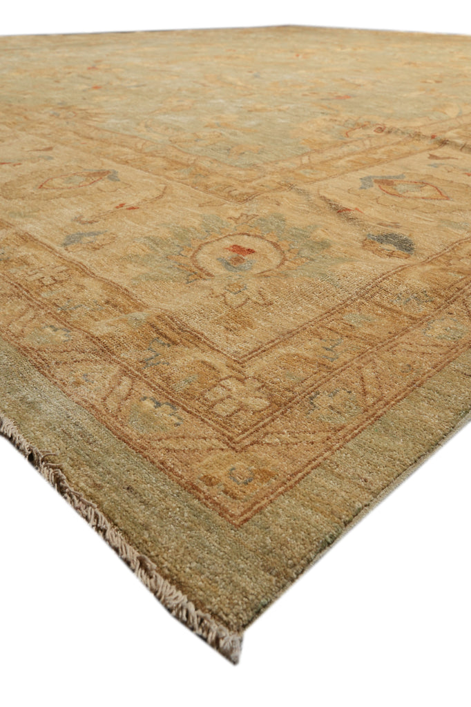 17 x 19.9 Quality Natural Wool Light Green Gold  Mansion Rug  #PIX-15461