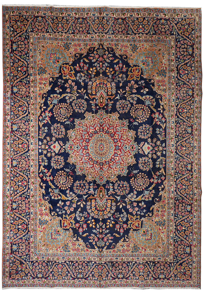 9 x 12 Persian Kerman rug Dark Blue #F-4133