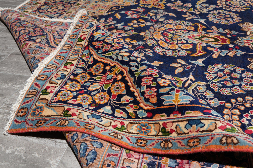 9 x 12 Persian Kerman rug Dark Blue #F-4133