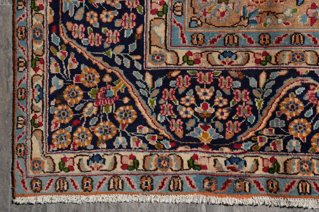 9 x 12 Persian Kerman rug Dark Blue #F-4133