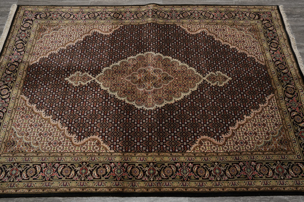 5 x 7 Mahi Tabriz Traditional Woo Hand-Knotted Rug #F-3084