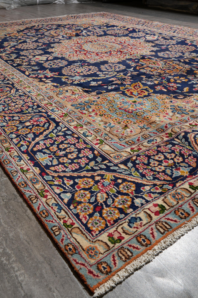 9 x 12 Persian Kerman rug Dark Blue #F-4133