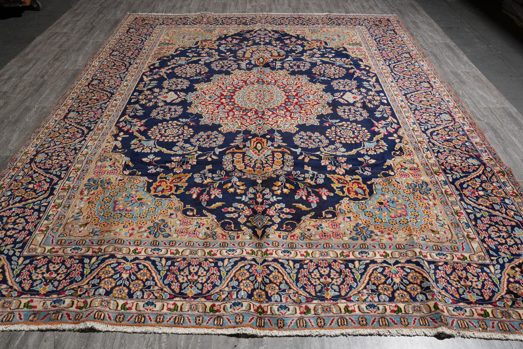 9 x 12 Persian Kerman rug Dark Blue #F-4133