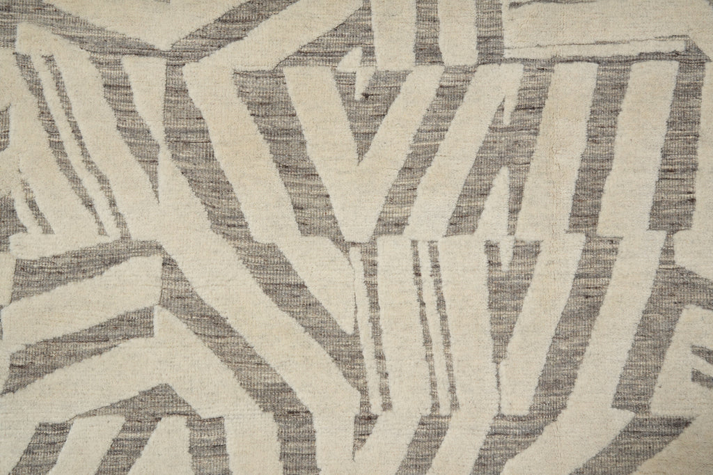 9.3 x 13.7 Great Handmade Modern Rug Carved Raised Natural Wool Pile Ivory #F-3319