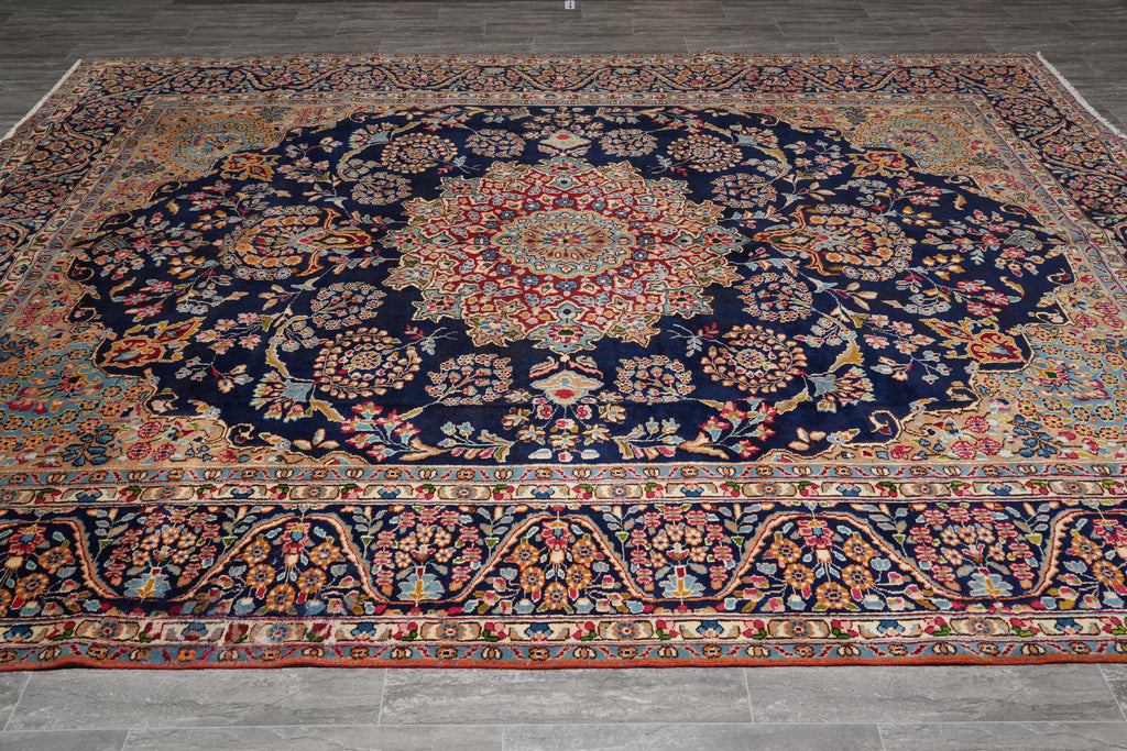 9 x 12 Persian Kerman rug Dark Blue #F-4133