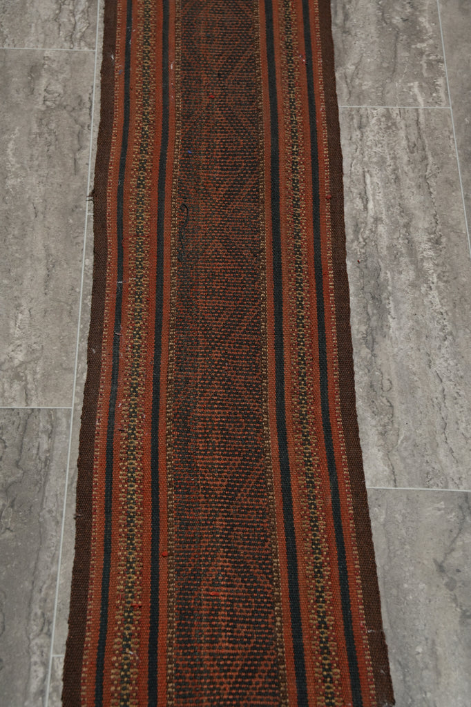 1 x 38 Feet Narrow Long Vintage Kilim Runner Rare Decorative Wall Rug #3320