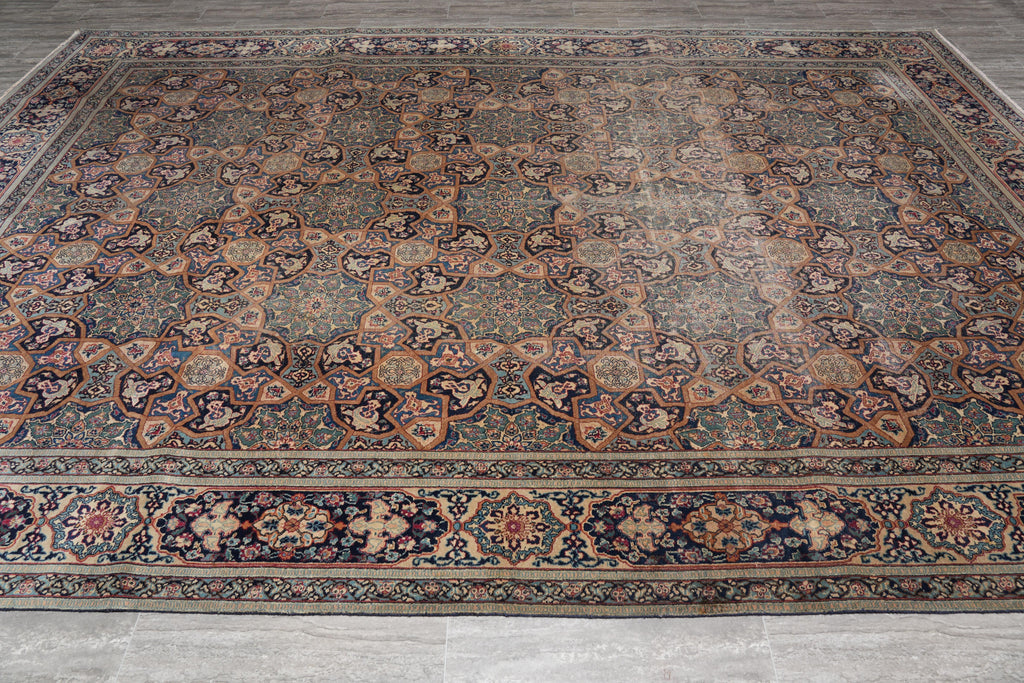 9.1 x 13.2 Semi-Antique Persian Khorassan Rug Unique 1960's #F-4134