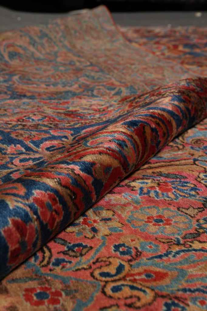 13 x 22.3 ANTIQUE 1930's High Quality Persian Kashan Rug TREES BIRDS DEERS #PIX-16268