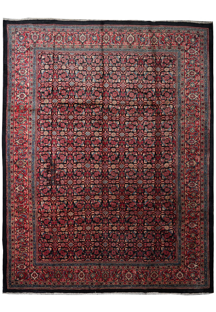 10 x 12.8 Semi-Antique Persian Herati Rug #F-4135