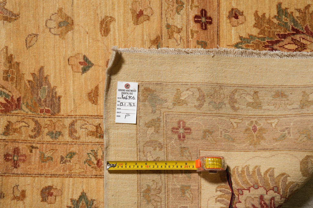 13 x 16 Beige Warm Colors Natural Quality Wool Chobi Peshawar Rug #PIX-6706