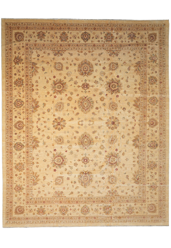 13 x 16 Beige Warm Colors Natural Quality Wool Chobi Peshawar Rug 