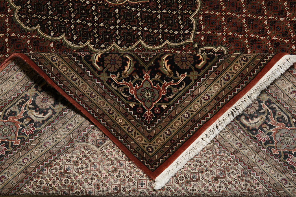 8 x 10 High Quality Woo Silk Hand-Knotted Rug Tabriz Mahi Pom Roby #F-3085