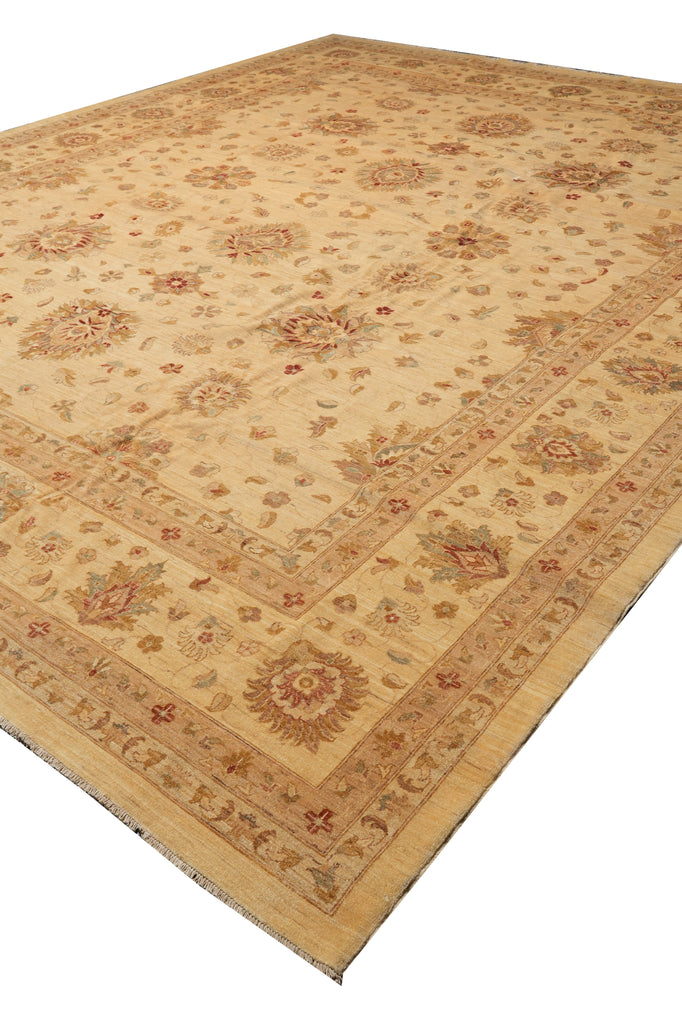 13 x 16 Beige Warm Colors Natural Quality Wool Chobi Peshawar Rug #PIX-6706