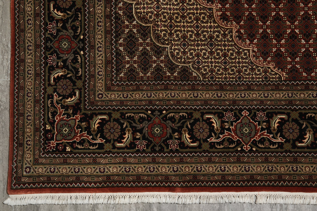 8 x 10 High Quality Woo Silk Hand-Knotted Rug Tabriz Mahi Pom Roby #F-3085
