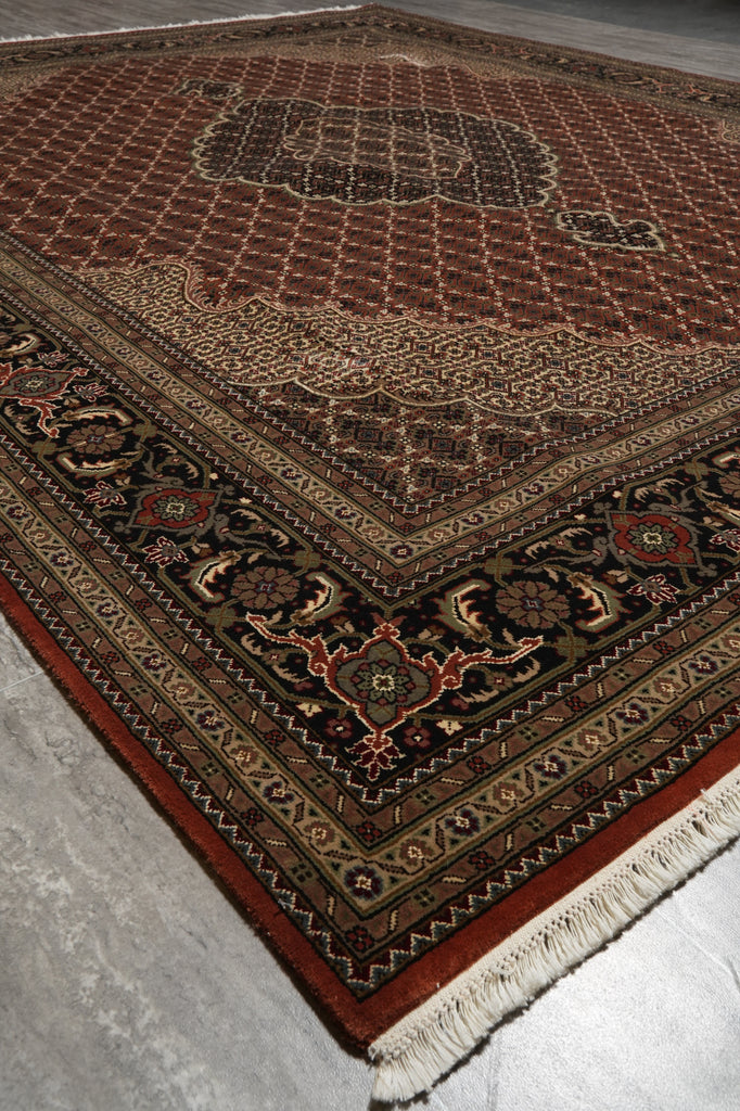 8 x 10 High Quality Woo Silk Hand-Knotted Rug Tabriz Mahi Pom Roby #F-3085