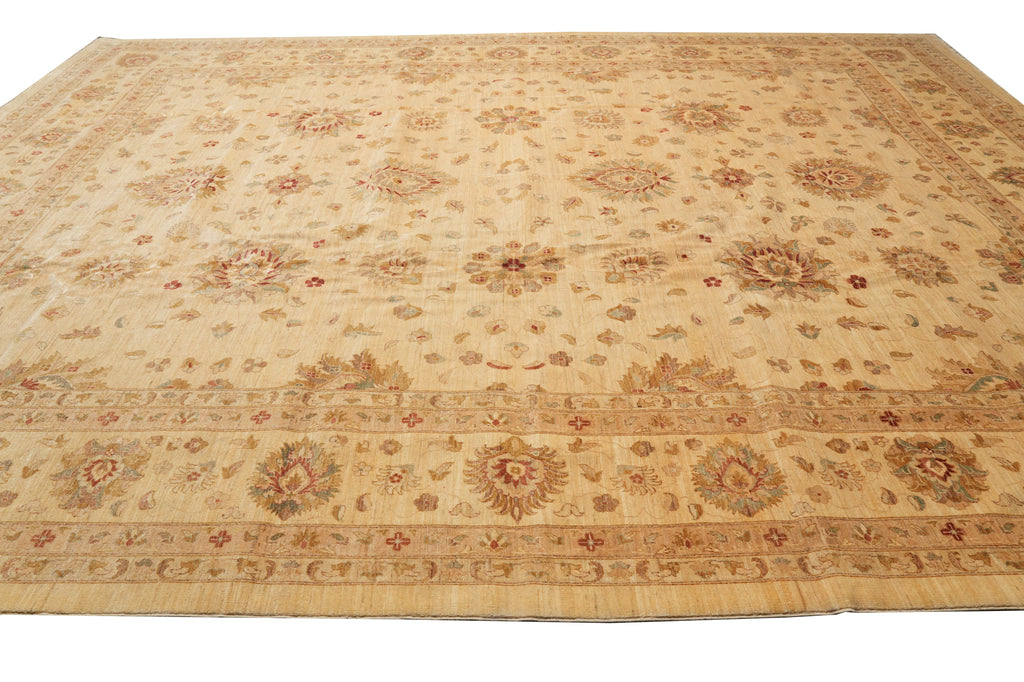 13 x 16 Beige Warm Colors Natural Quality Wool Chobi Peshawar Rug 