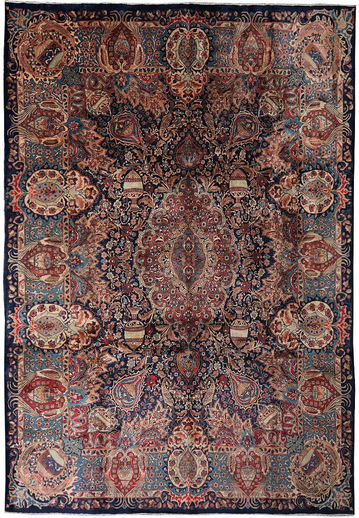 9.6 x 13 Historic ZirKhaki persian Kashmar Rug Exotic Pattern #F-4136