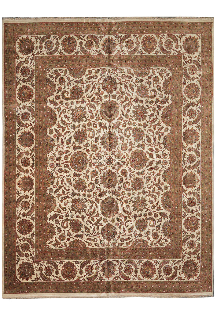 12 x 15.9 Quality Ivory Wool Handmade Jaipur Rug
